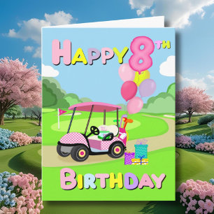 Joyeux 8e anniversaire carte de golf rose fille po