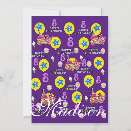 Joyeux 8e anniversaire Invitation Anniversaire #8  (Devant)