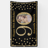 Joyeux 90e anniversaire bannière Black and Gold Ph (Vertical)