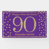 Joyeux 90e anniversaire Bannière Purple and Gold P (Horizontal)