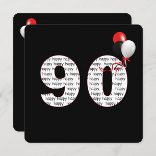Joyeux 90e anniversaire sur Invitation noire