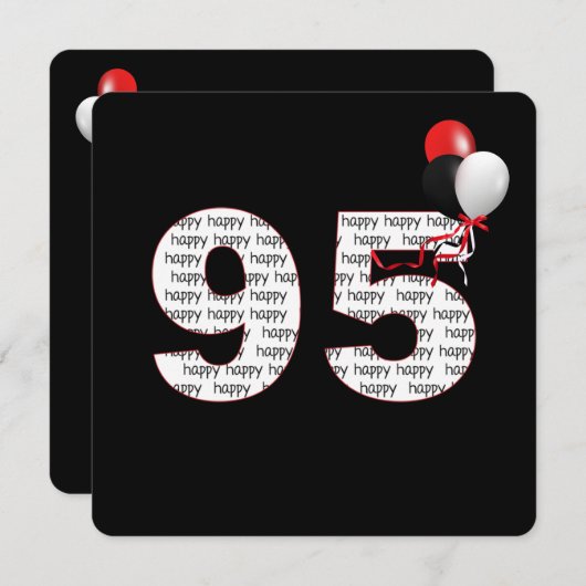 Joyeux 95ème anniversaire sur Invitation noire (Devant / Derrière)