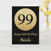 Joyeux 99e Anniversaire Carte Pailletée Noir et Or (Fleur jaune)