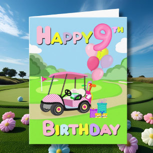 Joyeux 9e anniversaire carte de golf rose fille po