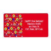 Joyeux 9e anniversaire Étiquettes de adresse, Roug (Devant)