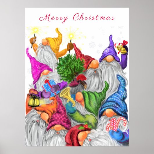 Joyeux affiche de Noël Bonne fête des Gnomes (Devant)