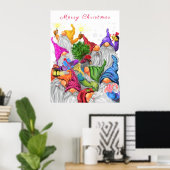 Joyeux affiche de Noël Bonne fête des Gnomes (Bureau à domicile)