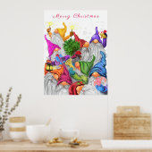 Joyeux affiche de Noël Bonne fête des Gnomes (Cuisine)