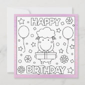 Joyeux agneau d'anniversaire Color Me | Carte d'ac (Devant)