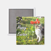 Joyeux aimant de chat de Pâques (Recto/Verso)