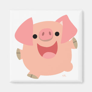 Joyeux aimant de porc de bande dessinée