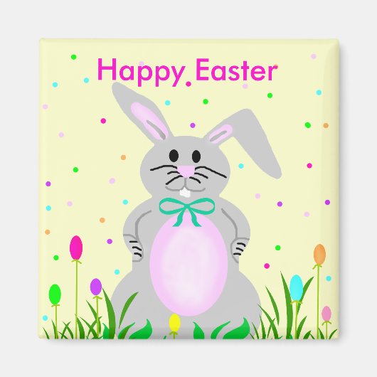 Joyeux aimant modèle lapin de Pâques (Devant)