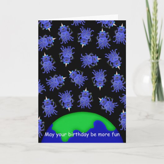 Joyeux alien de carte d'anniversaire quirky par Jo (Devant)