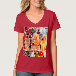 Joyeux anges de Noël trompant T-shirt