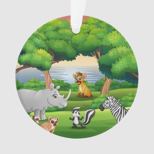 Joyeux animaux de la Jungle dans un paysage (devant)