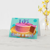 Joyeux Anniversaire 105 Pink Cake stripes Carte An (Fleur jaune)