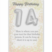 Joyeux anniversaire 14 ans autocollant (Devant)