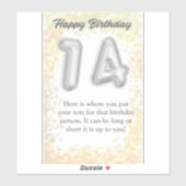 Joyeux anniversaire 14 ans autocollant (Feuille)