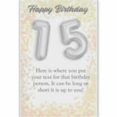 Joyeux anniversaire 15 ans autocollant (Devant)