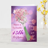 Joyeux anniversaire ! - 15e fleurs roses Carte de  (Fleur jaune)