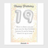 Joyeux anniversaire 19 ans autocollant (Feuille)