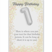 Joyeux anniversaire 1 ans autocollant (Devant)