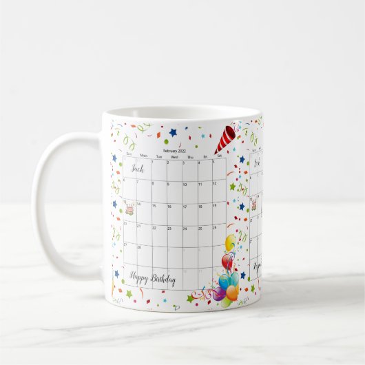 Joyeux anniversaire 2022 Février Mug (Gauche)