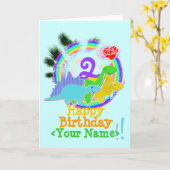 Joyeux Anniversaire 2 ans, Votre Nom Carte Dinos (Fleur jaune)