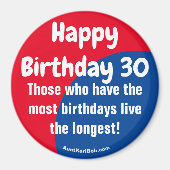 Joyeux Anniversaire 30 Refrigerator Magnet (Devant)