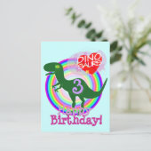 Joyeux anniversaire 3 ans T-Rex Dino carte postale (Debout devant)