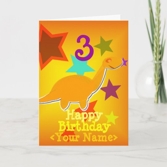 Joyeux Anniversaire 3 Ans Votre Nom Carte Dinosaur Zazzle Be
