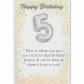 Joyeux anniversaire 5 ans autocollant (Devant)