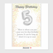 Joyeux anniversaire 5 ans autocollant (Feuille)