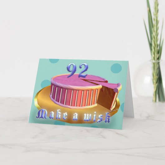 Joyeux anniversaire 92 Pink Cake stripes Carte d'a (Devant)