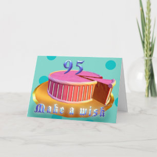 Joyeux anniversaire 95 Pink Cake stripes Carte d'a
