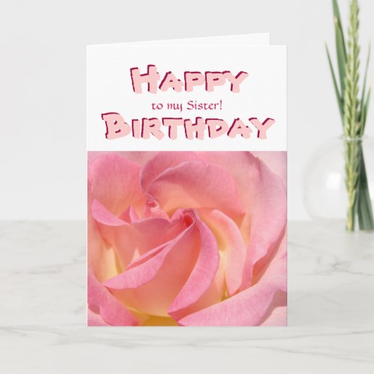 Joyeux anniversaire à ma soeur ! Cartes Rose rose (Devant)