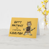 Joyeux anniversaire à une carte de caveman fantast (Fleur jaune)