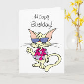 Joyeux anniversaire à une carte de chat Cool (Fleur jaune)