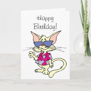 Joyeux anniversaire à une carte de chat Cool