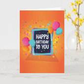 Joyeux anniversaire à vous carte Ballons (Fleur jaune)