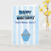 Joyeux anniversaire à vous Carte Blue Cupcake (Fleur jaune)