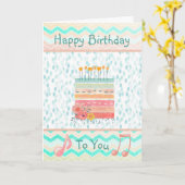 Joyeux anniversaire à vous, carte Turquoise et cor (Fleur jaune)