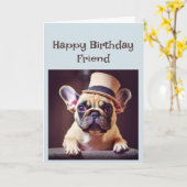 Joyeux Anniversaire Ami Drôle Fête de Chien! Carte (Fleur jaune)