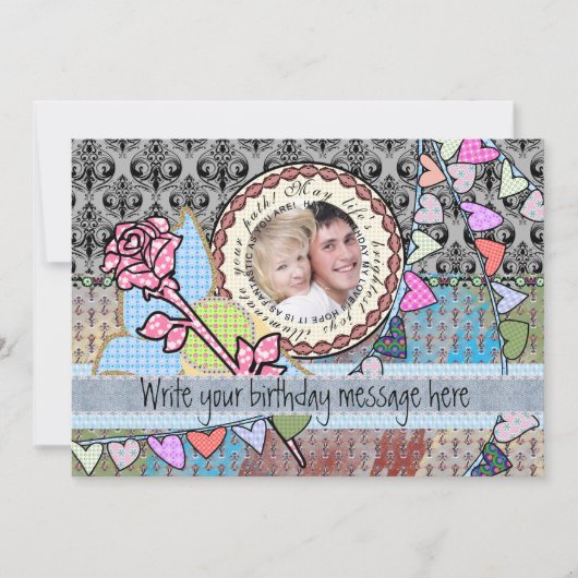 Joyeux anniversaire amusant rose et coeur modèle c (Devant)