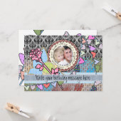 Joyeux anniversaire amusant rose et coeur modèle c (Devant/Arrière en situation)