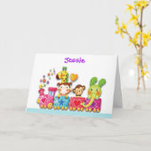 Joyeux Anniversaire Animal Train Carte Enfant Jeun (Fleur jaune)