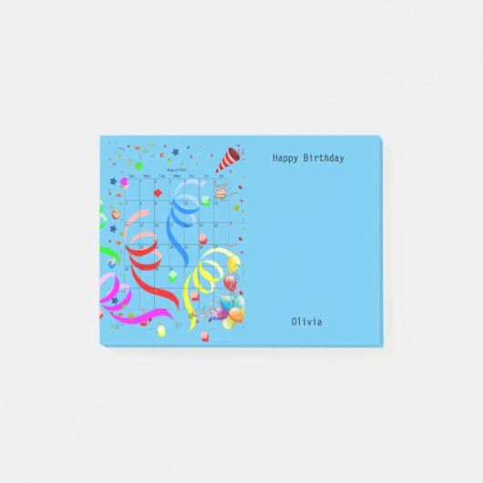 Joyeux anniversaire août 2022 Post-it Notes (Devant)