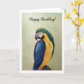 Joyeux Anniversaire Ara aquarelle et carte de pein (Fleur jaune)