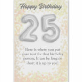 Joyeux anniversaire autocollant 25 ans (Devant)