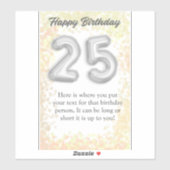 Joyeux anniversaire autocollant 25 ans (Feuille)
